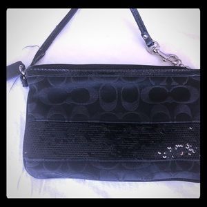 Black Coach Sequin Wristlet